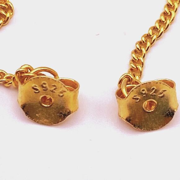 Vermeil Bar and Dangle Chain Earrings 10K Gold Over 925 Sterling Silver Dainty - Picture 7 of 7